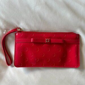 Red Kate Spade Patent Leather Dot Pattern Wristlet